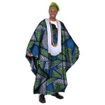 African Print Wax Tailored Long Men Loose O-Neck Robe Dashiki Y10904