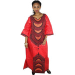 African Women Embroidered Long Kaftan Dress with scarf X21233