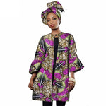 African women Dashiki Three Quarter Sleeve trench coat X10430