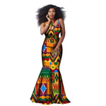 African Style Long Dress Women Classic Batik Cotton Print Kitenge Ankara X11418