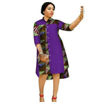 Women Maxi Dress African Print Dresses For Women Three-Quter Sleeve Dress X11100