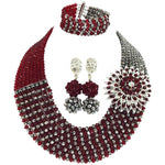 African Beads Opaque Red and Black Crystal Jewelry Sets