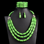 Nigerian Bib Beads Necklace + Earring + Bracelet Sets