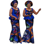African Dashiki Print Crop Skirt and Sleeveless Top for Women 2-piece X12075