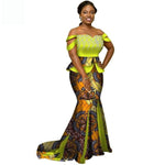 African Women Dashiki 2-Piece Crop-Top Floor-Length Skirt Set  X12062