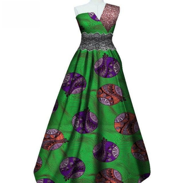 African Ankara Dashiki Dress Bazin-Riche Bridesmaid Gown X12085