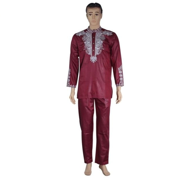 African Clothing Dashiki Mens Top Pants 2 Piece Set Bazin Y20722