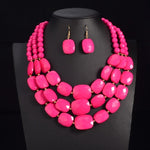 African Beads Multi Layer Nigerian Wedding Indian Jewelry Sets Luxury Statement Choker Necklace & Earrings