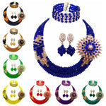 African Beads Wine Gold Multi Strands Jewelry Set