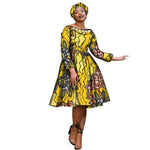 African Cotton Dashiki Wax Print Pattern Ankara Dress With Decorative Pearls for Women X12010