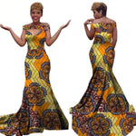 African Dress For Women Sleeveless Off -Shoulder Floor-Length Ankara Maxi X11428