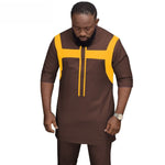 African Men Style Senator 2-Piece Set Short Sleeve Design Y31881