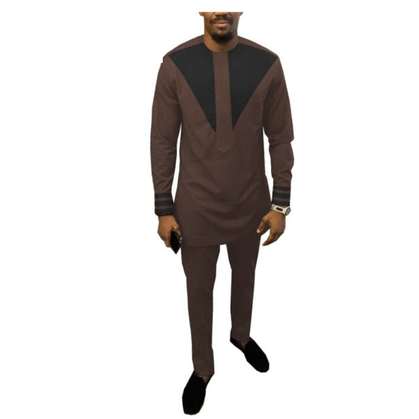 African Men Style Senator 2-Piece Set Long Sleeve Design Y31882