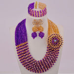 Royal Blue and White African Crystal Beads Jewelry Set
