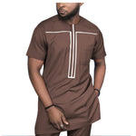 African Men Style 2-Piece Set Short Sleeve Senator Design Y31871