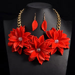 Maxi Choker Acrylic Colors Inlaid Necklace Luxury Vintage Flower Necklace & Amp Pendant