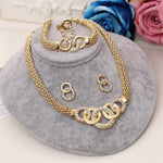 Minhin Women Delicate Gold Bridal Jewelry Sets Rhinestone Pendant Collar Q50170