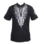 Embroidered Casual African Men Vintage Stand Collar Short Sleeve Tee Top Y20462