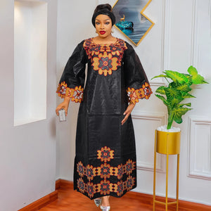 H&D African Clothing Dresses For Women Elegant Wedding Party Gown Ankara Dashiki Long Dress Roupas Bazin Riche Yellow Robes