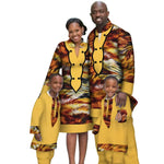 Casual Family Matching Clothes Father Mother Son Long Sleeve Men Top and Pants Sets Women Dress African Print Clothing WYQ117