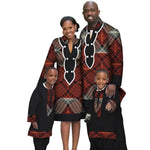 Casual Family Matching Clothes Father Mother Son Long Sleeve Men Top and Pants Sets Women Dress African Print Clothing WYQ117