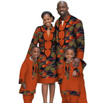 Casual Family Matching Clothes Father Mother Son Long Sleeve Men Top and Pants Sets Women Dress African Print Clothing WYQ117