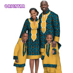 Casual Family Matching Clothes Father Mother Son Long Sleeve Men Top and Pants Sets Women Dress African Print Clothing WYQ117