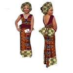 Bintarealwax African Women Skirt Sets Africa Fashion 2 piece Set With Headscarf Cotton Wax Skirts Patchwork Top and Skirt WY1407