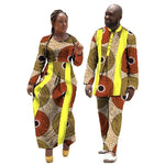Bintarealwax African Print Dresses for Women Bazin Long Dress Women Couples Clothing Dashiki Plus Size Mens Sets WYQ11