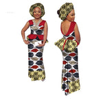 Bintarealwax African Women Skirt Sets Africa Fashion 2 piece Set With Headscarf Cotton Wax Skirts Patchwork Top and Skirt WY1407