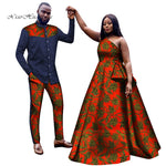 African Couple Clothes Suit and Dress African Print Matching Clothes Men Outfits Women Maxi Dress Custom African Wedding WYQ606
