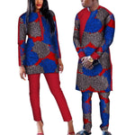 Dashiki African Wax Print Clothes for Couple Plus Size African Batik Two Piece Set Crop Top with Pants Couple Clothing WYQ168