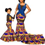 BintaRealWax African Mother-Daughter Clothing Floor-Length Dresses for Women Cute Sweet Girl Ankara Clothing WYQ804