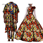 Couples Lover Clothes Print Dress African Clothing African Dresses for Women Bazin Shirt and Pants Men 3 Pieces Sets WYQ427