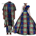 Couples Lover Clothes Print Dress African Clothing African Dresses for Women Bazin Shirt and Pants Men 3 Pieces Sets WYQ427