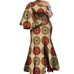 Bintarealwax African Dresses for Women Flared Sleeves Long Maxi Dress Dashiki Plus size 7XL African Women Dresses WY8237