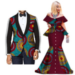 Fashion Custom African Couple Wedding Clothing Dashiki Women Skirt & Men Blazer for Lovers African Traditional Clothing WYQ276