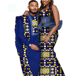 Bintarealwax Africa Style Couples Clothing Bazin Long Women Dress & Mens Robe set Dashiki Plus Size Wedding Clothing WYQ841