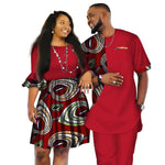 African Couple Clothes African Dashiki Print Two Piece Set Couple African Clothing for Lovers Men's Pants Set Women Dress WYQ80