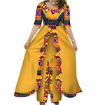 BintaRealWax African Dresses For Women Dashiki O-neck 2 layers Long Skirt Clothing Pachwork Short Sleeve party dress WY7961