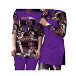 2 Piece Set African Dashiki Print Couple Clothing for Lovers Men women Shirt and pant long sleeve causal Fashion WYQ106