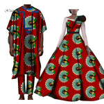 Couples Lover Clothes Print Dress African Clothing African Dresses for Women Bazin Shirt and Pants Men 3 Pieces Sets WYQ427