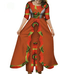 BintaRealWax African Dresses For Women Dashiki O-neck 2 layers Long Skirt Clothing Pachwork Short Sleeve party dress WY7961