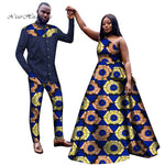 African Couple Clothes Suit and Dress African Print Matching Clothes Men Outfits Women Maxi Dress Custom African Wedding WYQ606