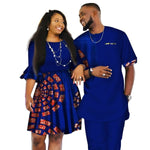 African Couple Clothes African Dashiki Print Two Piece Set Couple African Clothing for Lovers Men's Pants Set Women Dress WYQ80