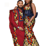 Bintarealwax Africa Style Couples Clothing Bazin Long Women Dress & Mens Robe set Dashiki Plus Size Wedding Clothing WYQ841