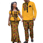 Wedding 2 Pcs Set African Dashiki Couple Print Clothing for Lovers Men's Shirt and Pant Blazer Women's Party Dress WYQ113