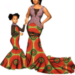 BintaRealWax African Mother-Daughter Clothing Floor-Length Dresses for Women Cute Sweet Girl Ankara Clothing WYQ804