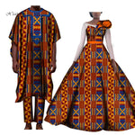 Couples Lover Clothes Print Dress African Clothing African Dresses for Women Bazin Shirt and Pants Men 3 Pieces Sets WYQ427