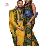 Bintarealwax Africa Style Couples Clothing Bazin Long Women Dress & Mens Robe set Dashiki Plus Size Wedding Clothing WYQ841